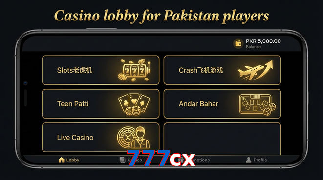 Lobby view of 777Cx for Pakistan users